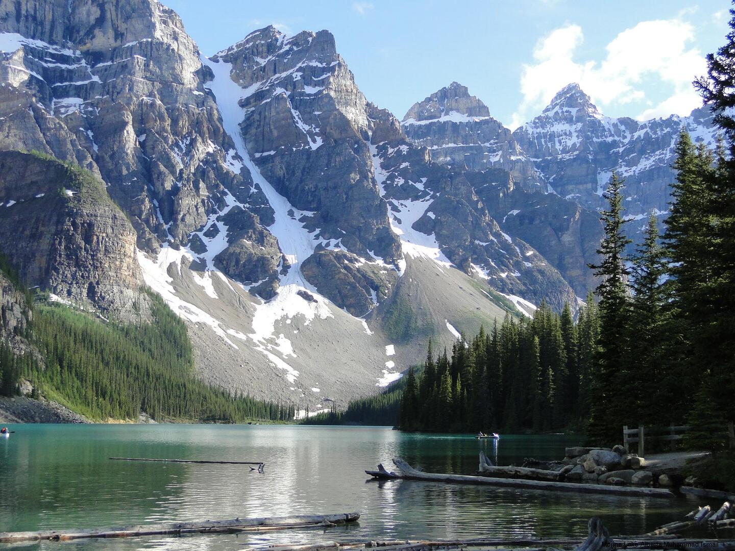Moraine Lake and rugged peaks in the Canadian Rockies